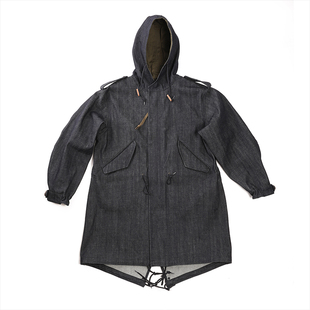 GIZEMO M51牛仔鱼尾大衣 日本产丹宁面料M1951 PARKA长款风衣