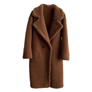 泰迪熊茧型西装领长款2025新款羊羔毛皮毛一体冬季皮草毛毛外套女