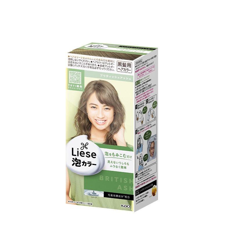 日本花王Liese泡沫染发剂膏奶茶雾霾棕黑色泡泡染植物纯官方正品
