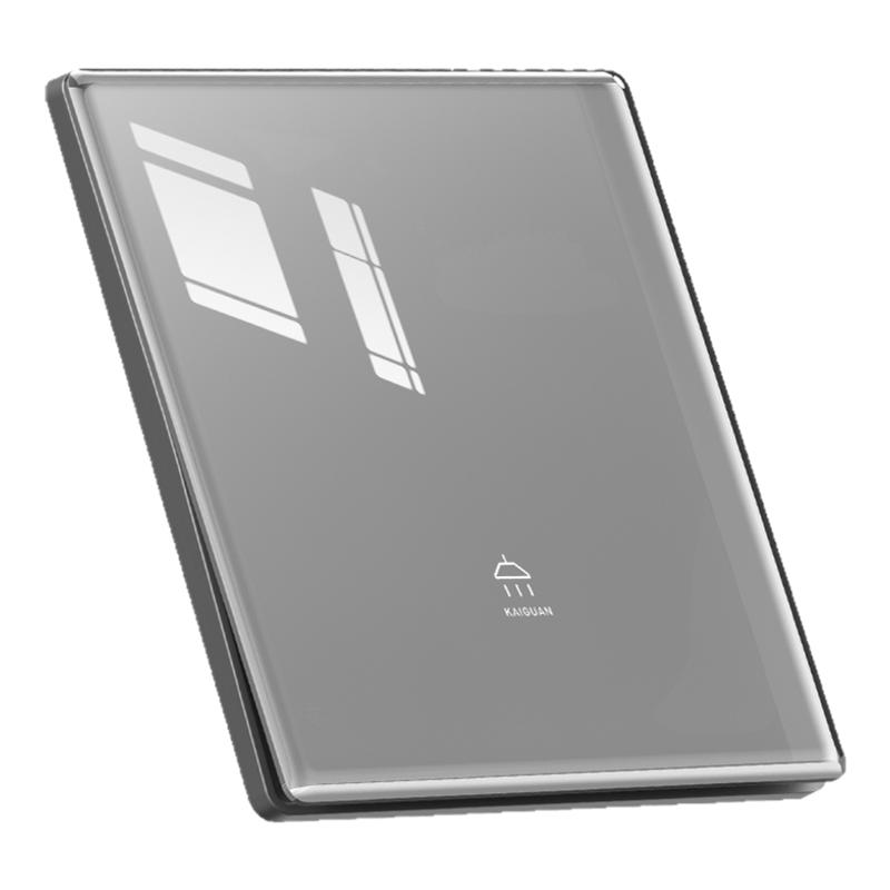 国际电工86型灰色超薄钢化玻璃开关插座五孔暗装家用面板一开双控