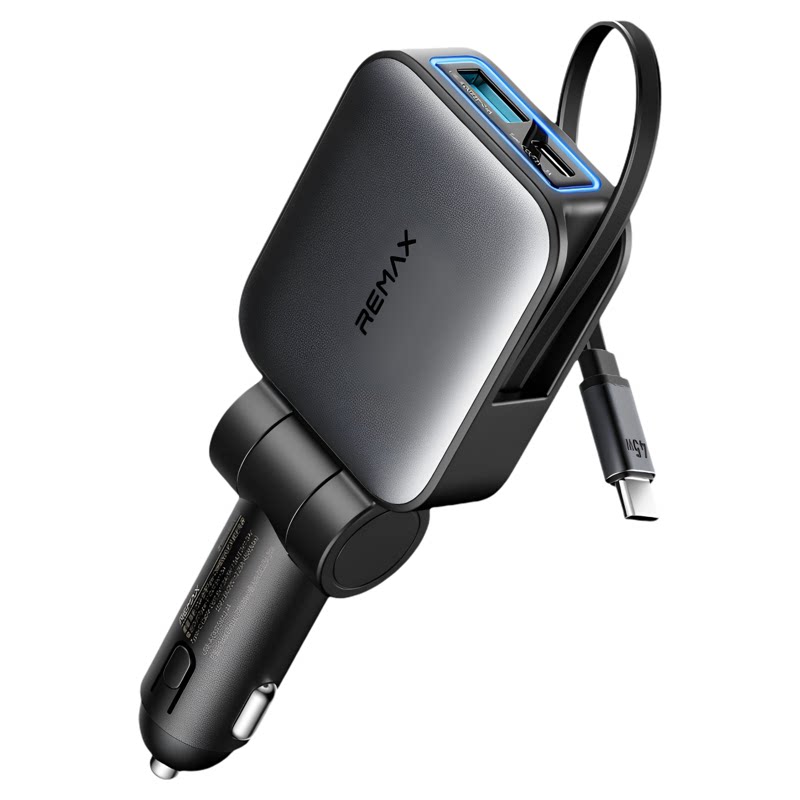 REMAX自带伸缩线车载充电器72W