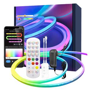 智能RGB电竞房氛围灯带霓硅胶灯带桌边洞洞板装饰线条灯带usb低压