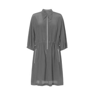 IMM尹默夏醋酸交织薄型绉类丝织物小衬衫领连衣裙女