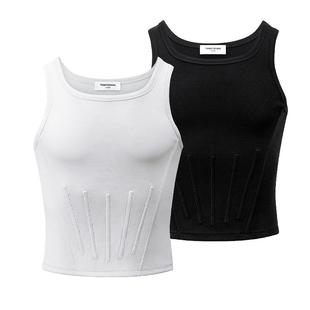 TOMATOPAPA灵感系列鱼骨背心收腰修身高弹无袖束腰短款打底紧身衣