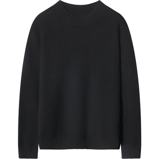 轻量澳洲羊毛兔绒毛衣男士高级宽松冬季保暖圆领打底针织衫男款