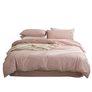 简约北欧ins风床上用品四件套被单水洗全棉被套纯棉纯色床单床笠