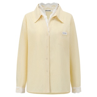 SHRO ENROEscape in ease 蕾丝拼接宽松条纹衬衫银泰百货 301469