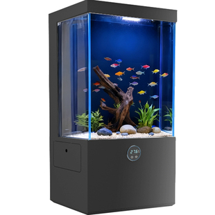 立式缸边几缸家居客厅靠墙鱼缸一体式落地金晶超白玻璃金鱼锦鲤缸