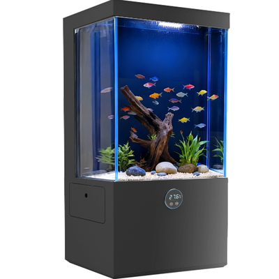 立式缸边几缸家居客厅靠墙鱼缸一体式落地金晶超白玻璃金鱼锦鲤缸