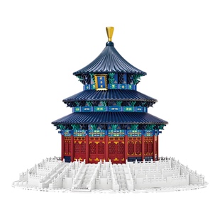 万格中国建筑系列北京天坛祈年殿模型拼装积木小颗粒玩具送礼物