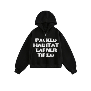 TIRED美式开衫卫衣情侣款cleanfit短版连帽长袖宽松休闲外套上衣