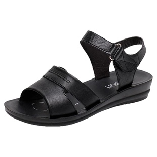 妈妈凉鞋女鞋夏平底中年防滑软底舒适中老年奶奶老人2026新款真皮