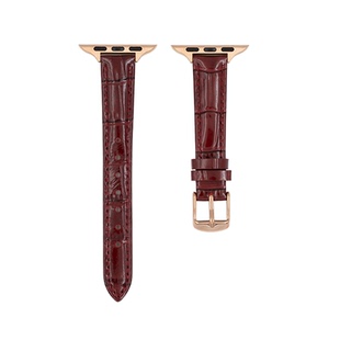 KLKL [百搭高级感]适用苹果iWatch真皮基础款亮面竹节纹路表带 Apple Watch女轻奢感腕带Series10 SE Ultra