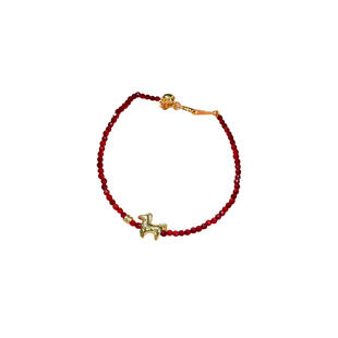 LYNNROMAN简约小金马手链红水晶手串本命年马2026手串高级感手饰