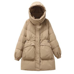 300大码羽绒服女200斤胖mm冬季宽松收腰显瘦中长款加厚胖妹妹外套