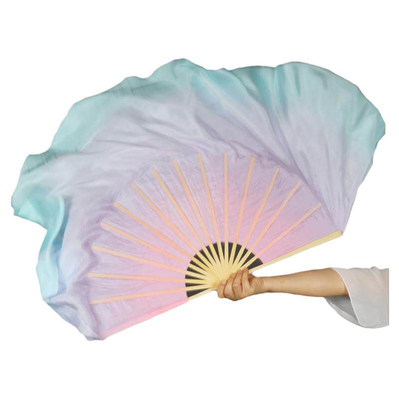 真丝舞扇 加长舞蹈扇子 梦幻粉紫蓝渐变彩色跳舞扇中国风古典舞