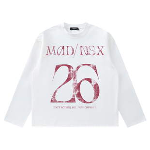 notsexx“疯狂NSX“水洗正肩小领口短宽boxy短袖t恤长袖男美式