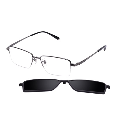 Jeep商务半框眼镜架大脸夹片套镜