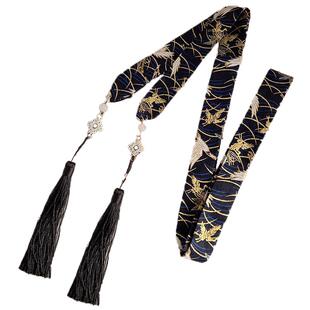 儿童古风汉服女童头饰中国风马面裙编发飘带中秋发簪女孩中式发带