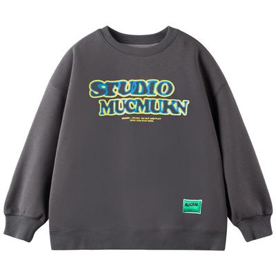 男童字母印花卫衣圆领套头