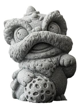 国风醒狮石狮子摆件吉祥物装饰品