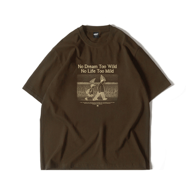 野梦夏日素描插画印花短袖TEE恤