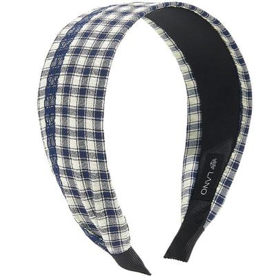 兰诺蓝色格纹宽边发箍女款