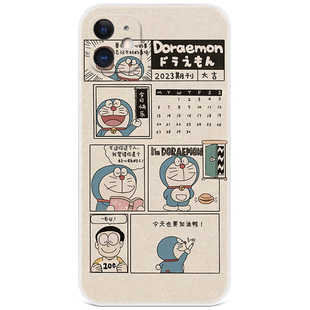 复古海报XR适用iPhone11苹果12手机壳17Air/15plus可爱XSmax卡通16promax哆啦A梦mini女款x超薄迷你新款软