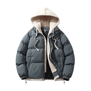 GV真维斯假两件棉服男冬季2024新款潮牌宽松加厚青少年连帽外套C