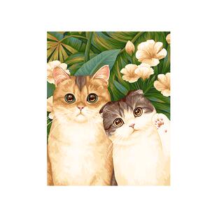 自油自画 数字油画diy卧室手绘手工填充填色油彩装饰画 两小无猜