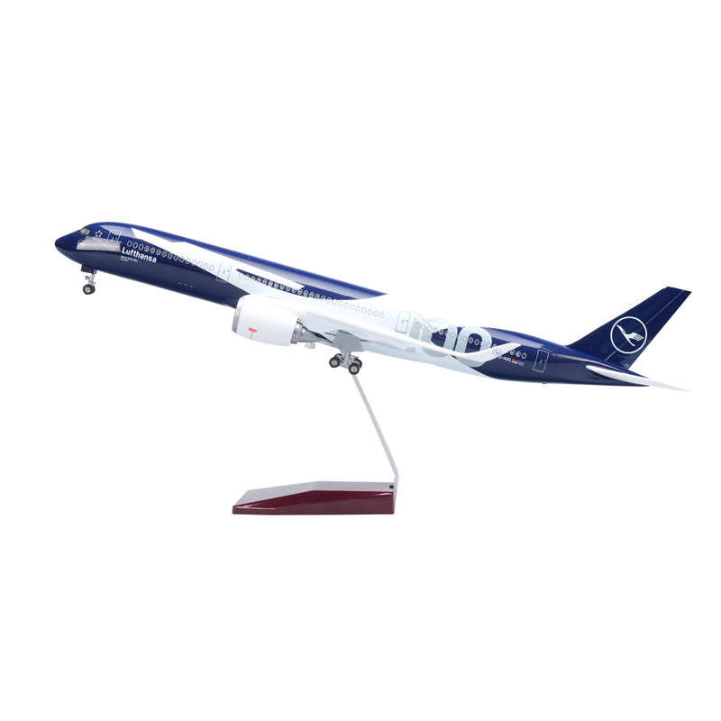 带声控灯47cm汉莎航空A350飞机模型百年纪念客机仿真礼品摆件收藏