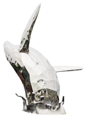 大型不锈钢雕塑鲸鱼镜面拉丝户外广场公园水景景观园林创意定制