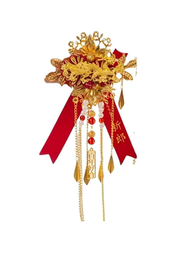 中式结婚龙凤流苏新郎新娘胸花