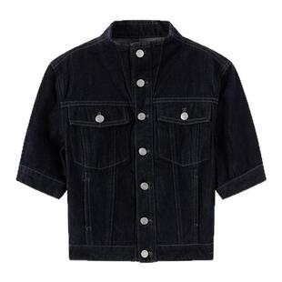 LYUOCHENG 春夏立领短袖牛仔修身原牛外套