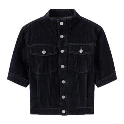 LYUOCHENG春夏立领短袖牛仔外套