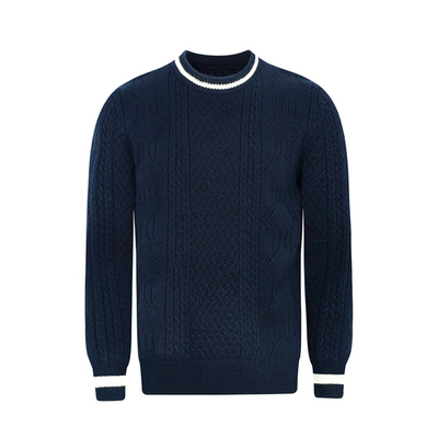 套头针织衫圆领麻绳嵌花毛衣保暖