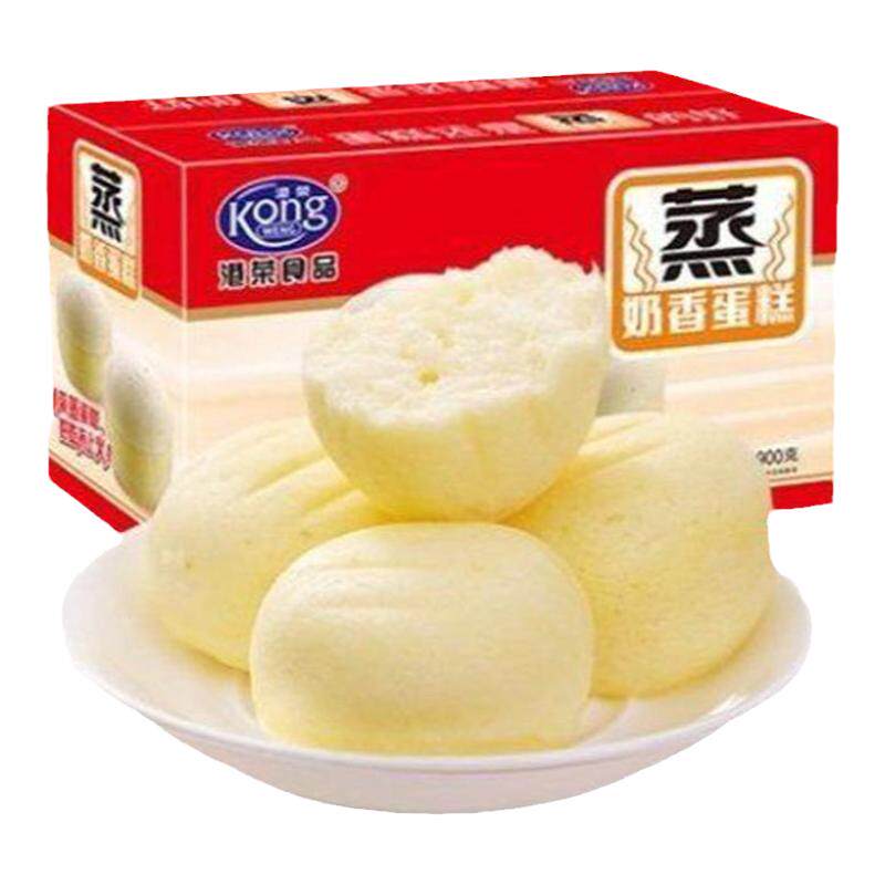 港荣蒸蛋糕无蔗糖整箱零食面包奶香蓝莓味散装蛋糕点心西式糕点