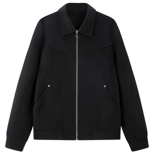 太平鸟男装翻领绵羊毛行政夹克冬双面呢外套休闲商务茄克青年上衣