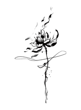 国风莲花草本纹身贴她画防水防搓