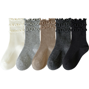 女童花边公主袜子儿童春季纯棉A类棉袜配裙子女孩宝宝秋冬中筒袜