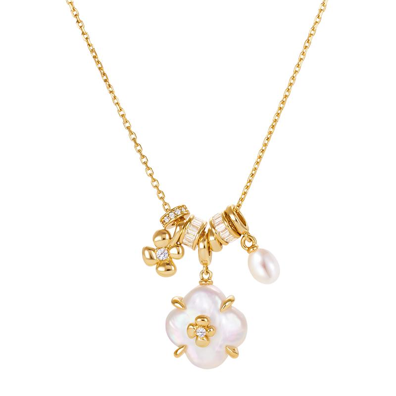 【新品】AmberLollipop珍珠项链女淡水巴洛克四叶草吊坠 Luck系列