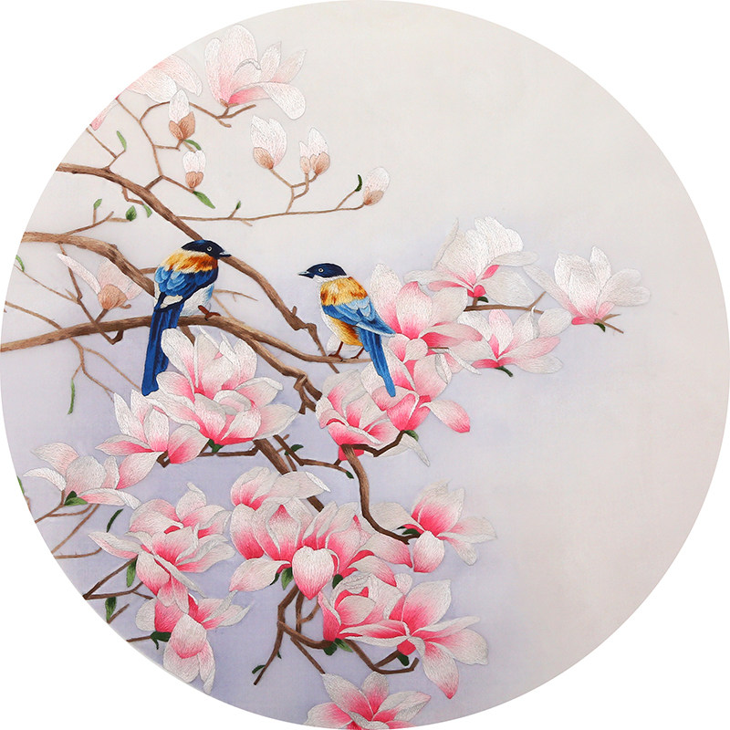 古风入门针迹凤凰花鸟手工diy