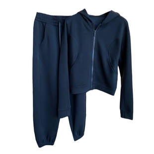 AMR UU◆神仙面料 凉感舒适显瘦连帽卫衣直筒休闲裤套装女春夏新