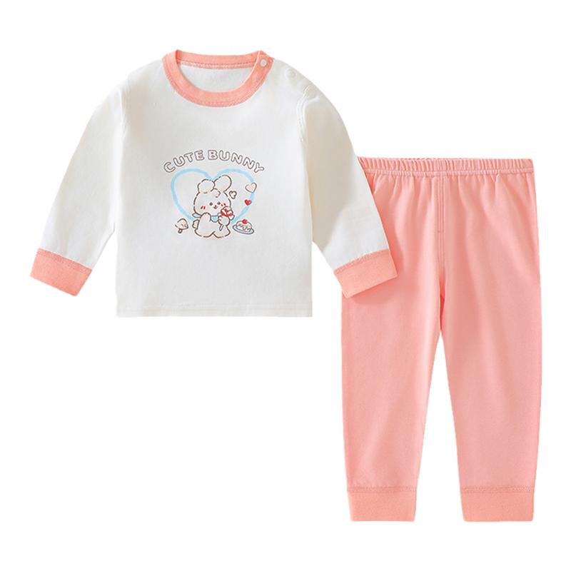 宝宝衣服纯棉婴儿内衣套装春秋款女童秋衣秋裤无骨家居服睡衣新品