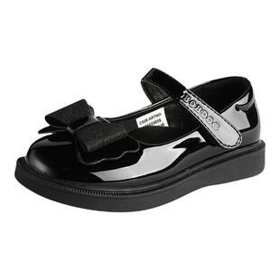 巴布豆旗舰店官方女童黑色皮鞋演出2025新款春款鞋四季鞋儿童鞋子