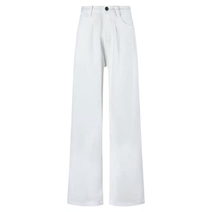 美式白色高腰窄版直筒牛仔裤女2026春季新款显瘦垂感小个子阔腿裤