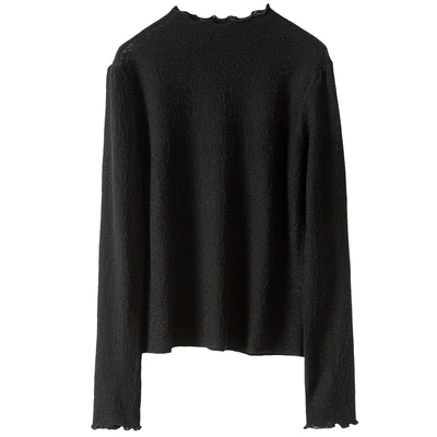 羊毛木耳花边半高领针织打底衫女