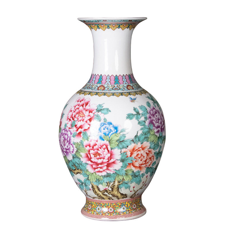 粉彩花鸟陶瓷花瓶景德镇手工制作