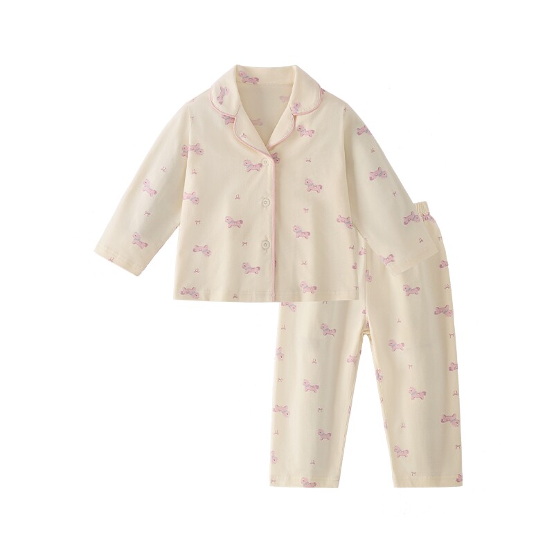 [7A抑菌]女童家居服两件套男童春季新款翻儿童衣服休闲宝宝套装