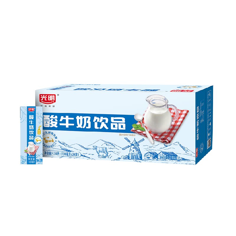 光明原味酸牛奶饮品190ml*24盒整箱早餐奶酸奶 氧心牛奶实拍商品图
